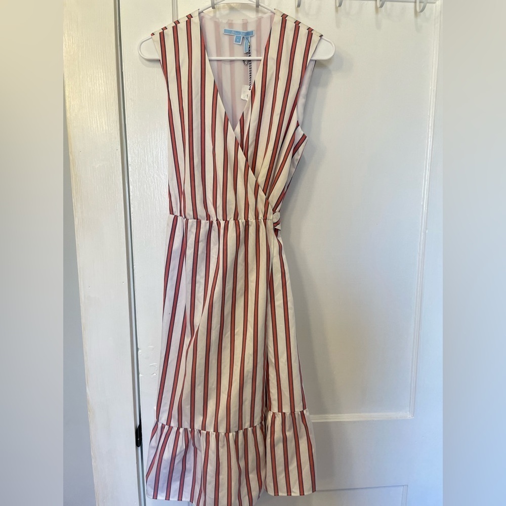 Draper James Cream and Red Striped Midi Dress